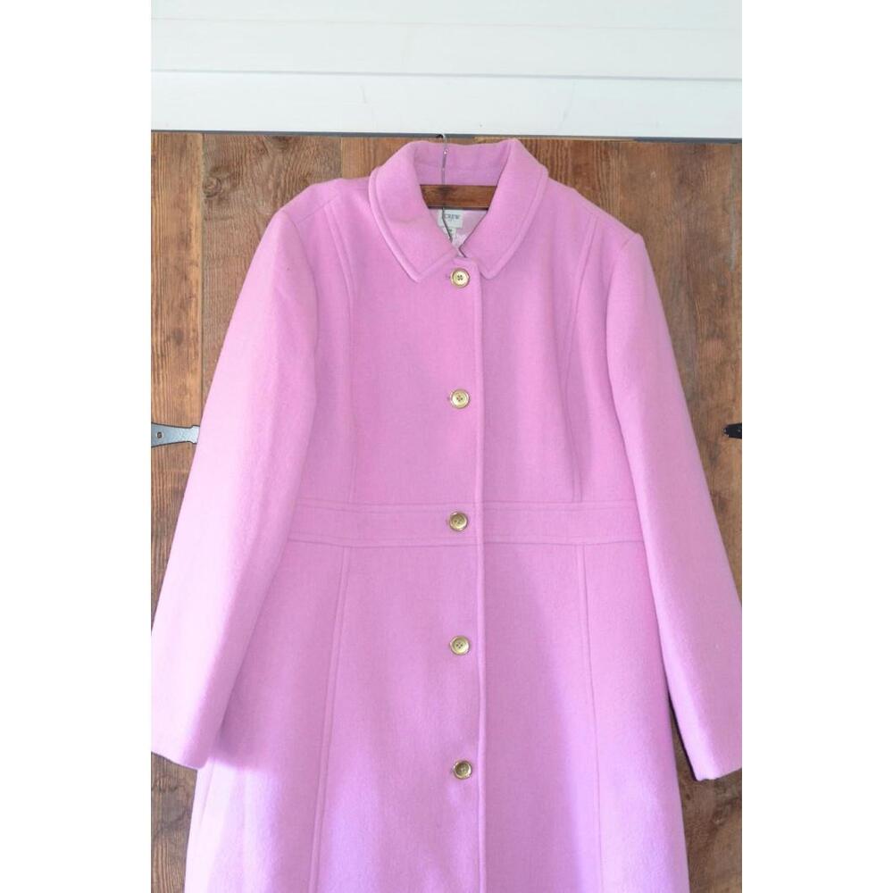 J Crew Coat Womens 18 Pink Double Cloth Wool Long Winter Jacket - Picture 2 of 6